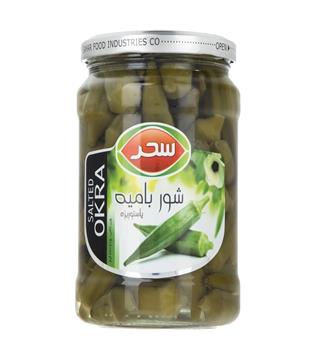 ترشی بامیه شور 630گرمی شیشه ای سحر