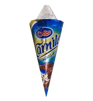 بستنی کارنیلو وانیل و شکلاتی با سس کارامل میهن